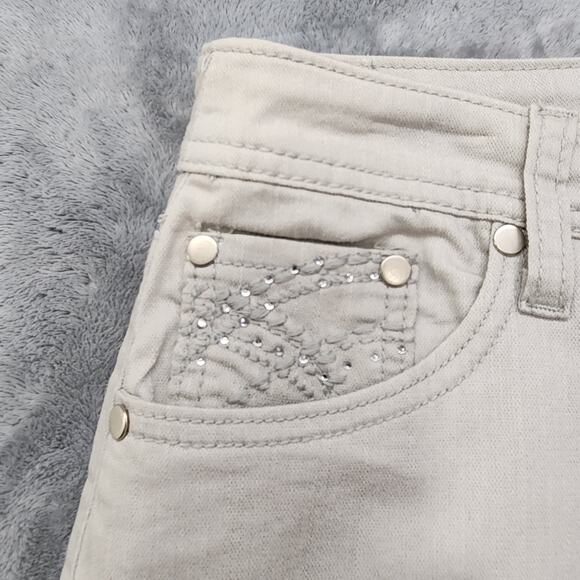 Christopher & Banks Skirt Womens 6P PETITE Light Gray Midi Pencil Stretch Denim - Picture 2 of 9